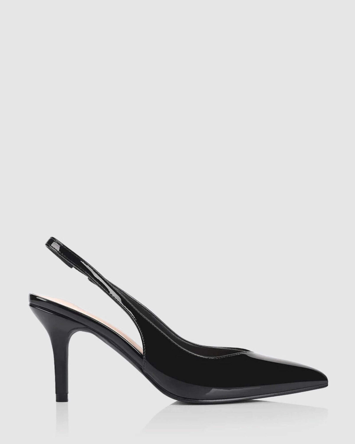 LEMUR SLINGBACK HEELS BLACK PATENT