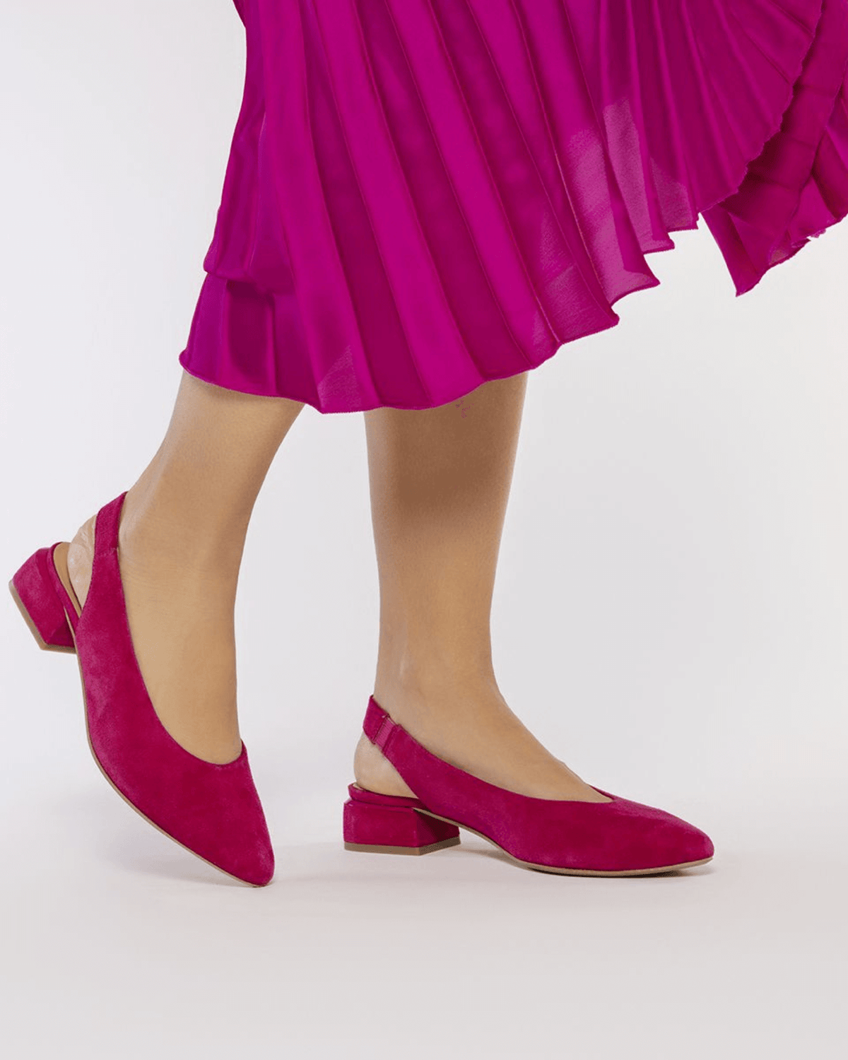 MUHURR SLINGBACK HEELS FUCHSIA SUEDE