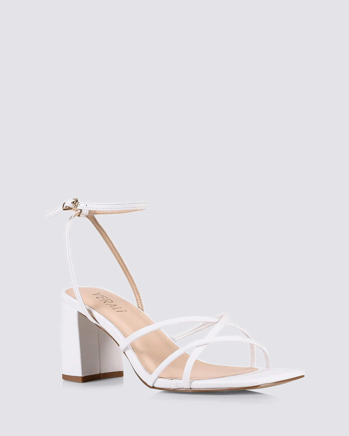 NAKITA BLOCK HEEL SANDALS WHITE SMOOTH