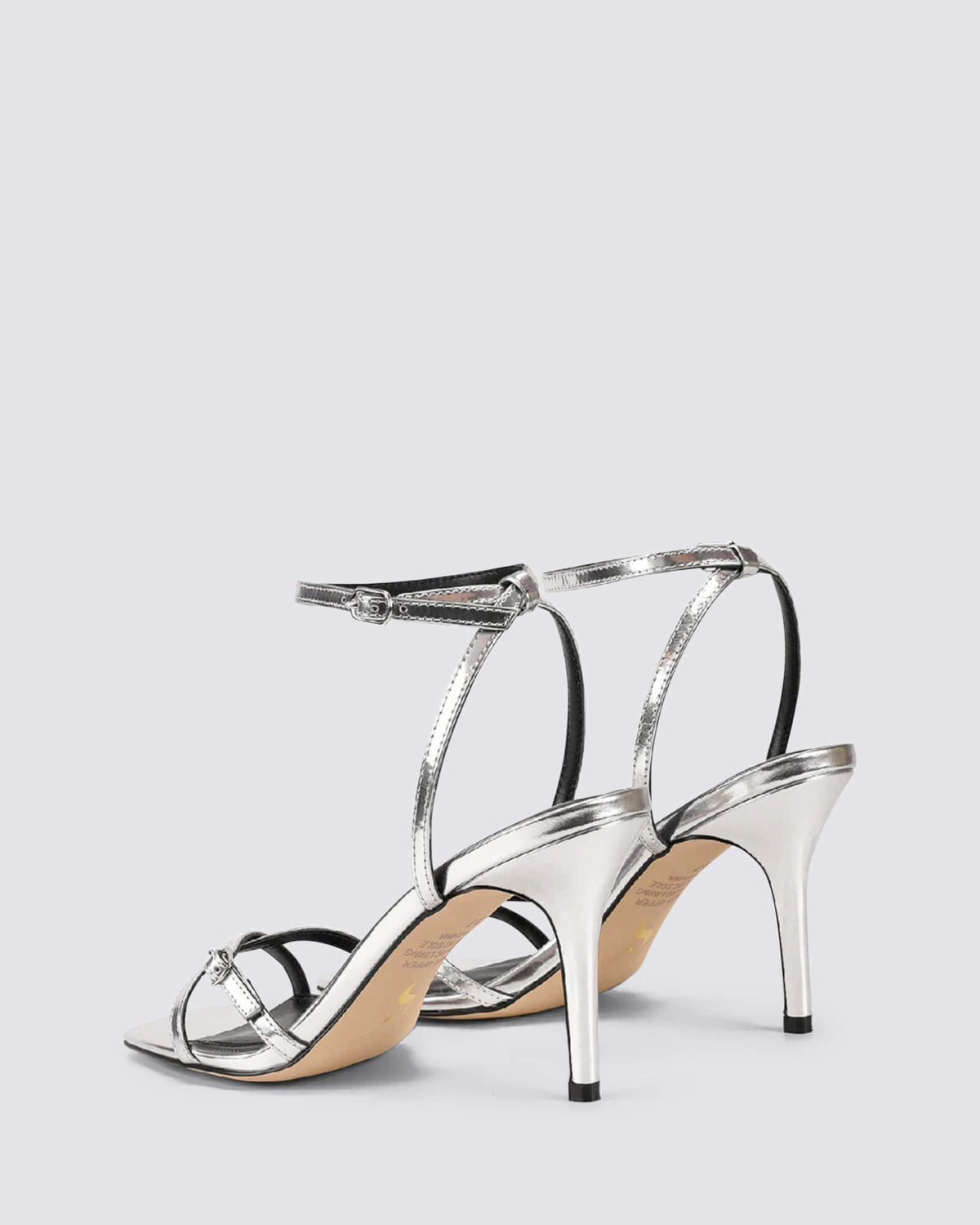 NIAH STRAPPY HEELS SILVER MIRROR METALLIC