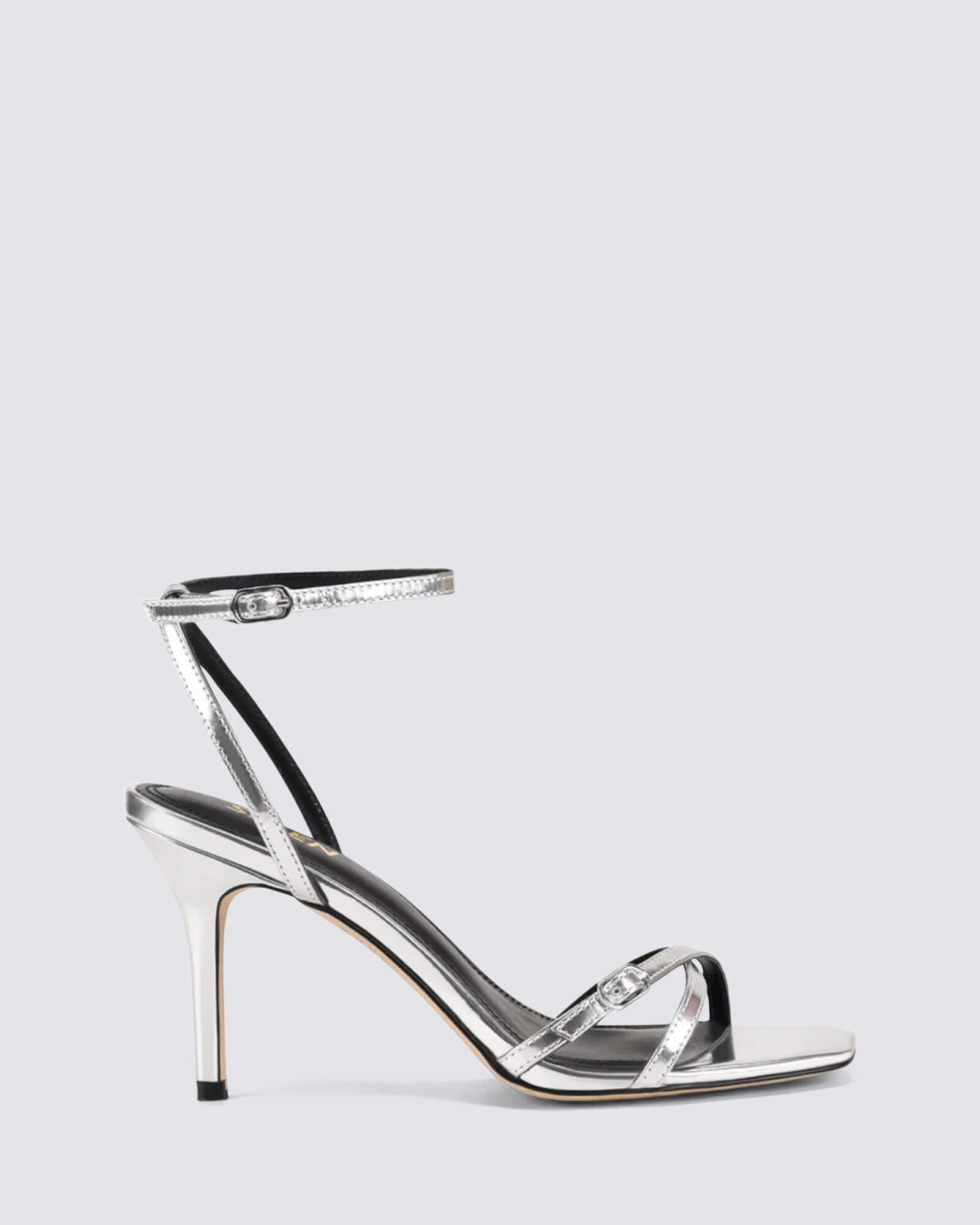 NIAH STRAPPY HEELS SILVER MIRROR METALLIC