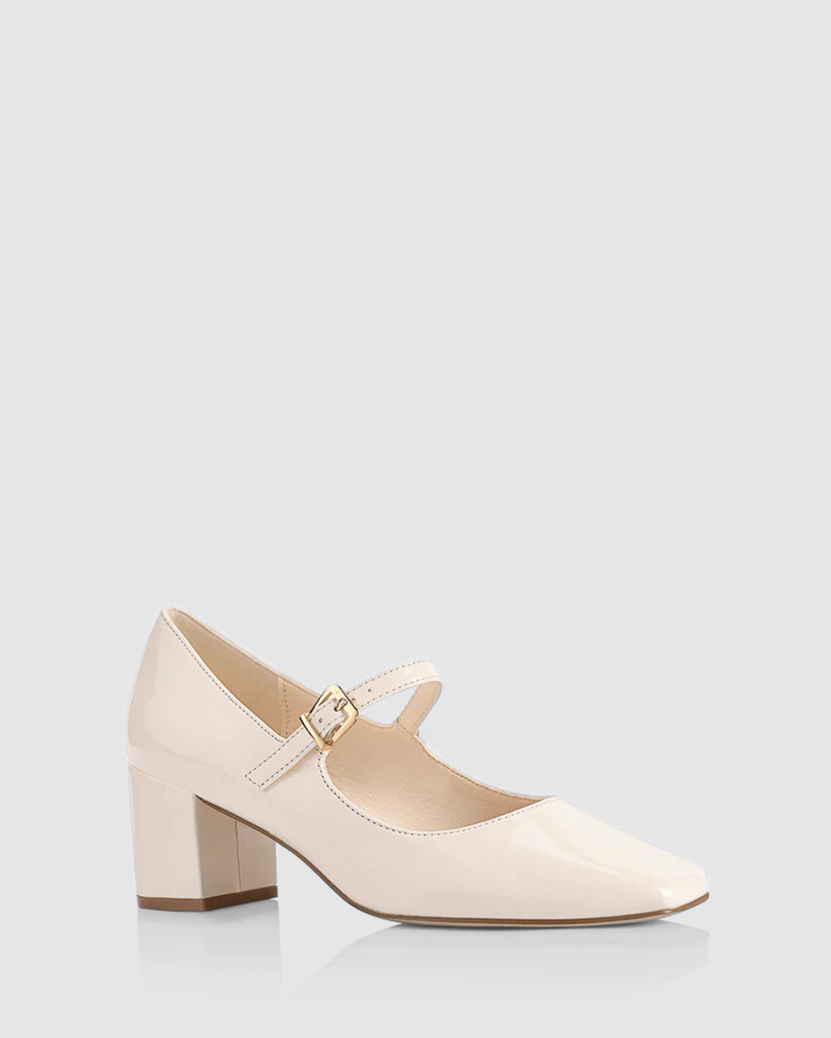 RILEY MARY-JANE BLOCK HEELS BONE WHITE PATENT