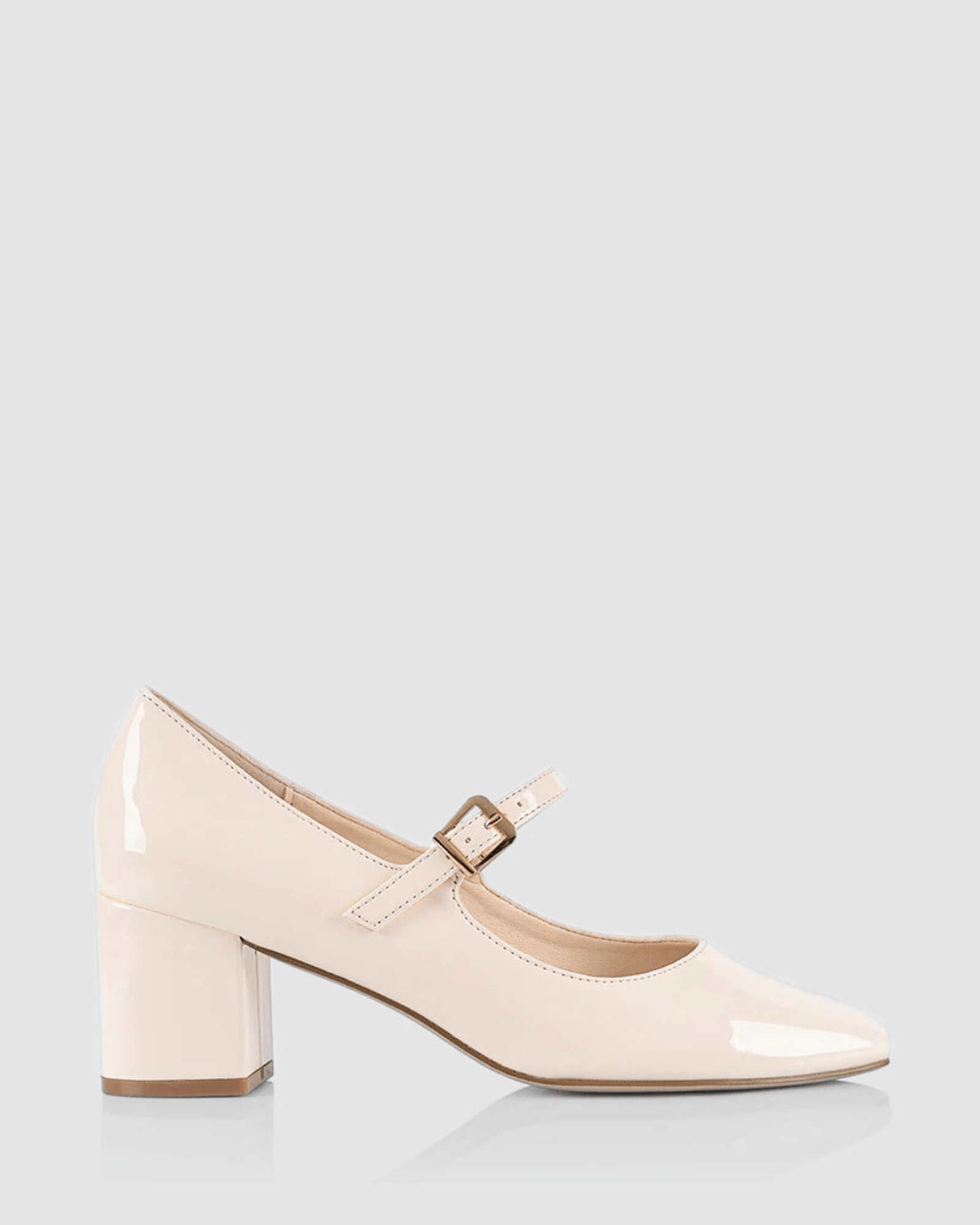 RILEY MARY-JANE BLOCK HEELS BONE WHITE PATENT