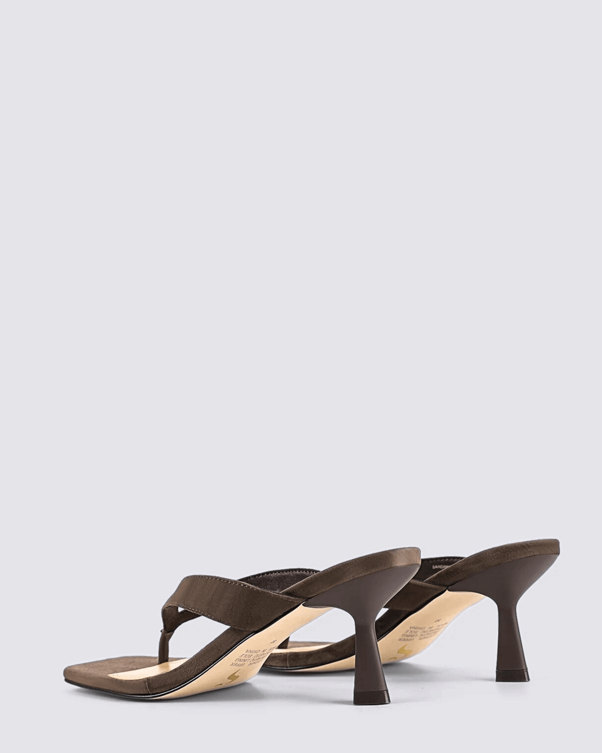 SARDINIA THONG HEELS CHOCOLATE BROWN SUEDE