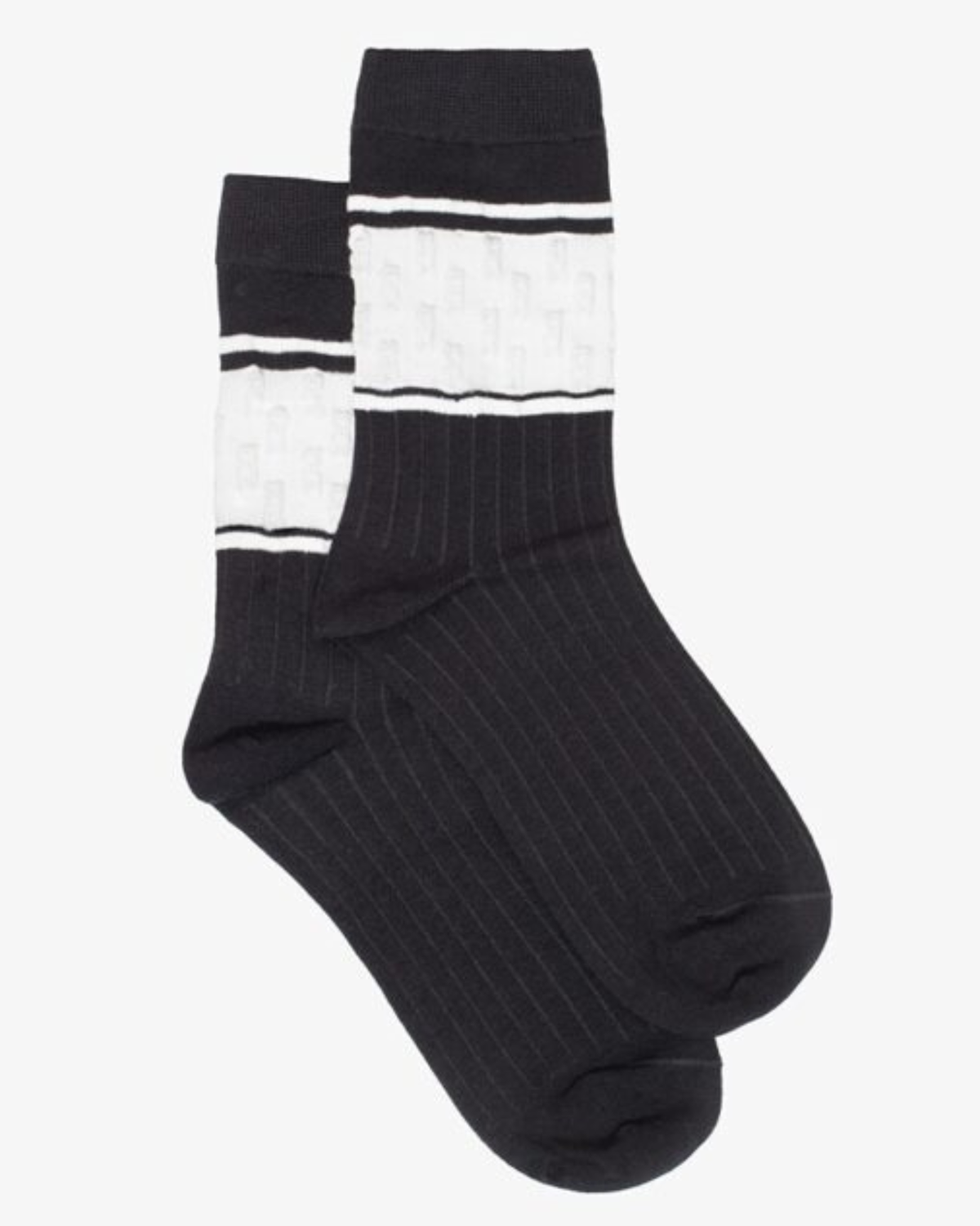 BLACK AND WHITE BAND SOCKS