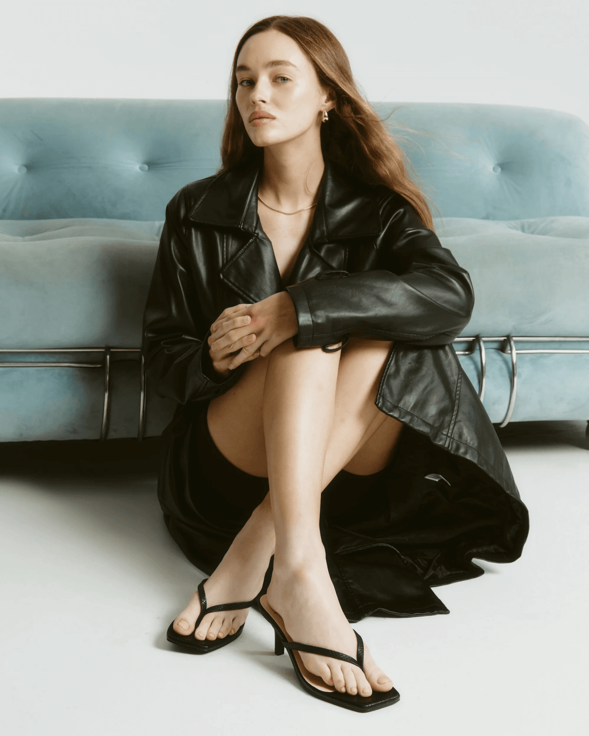 TAYTUM HEELED THONGS BLACK SNAKE