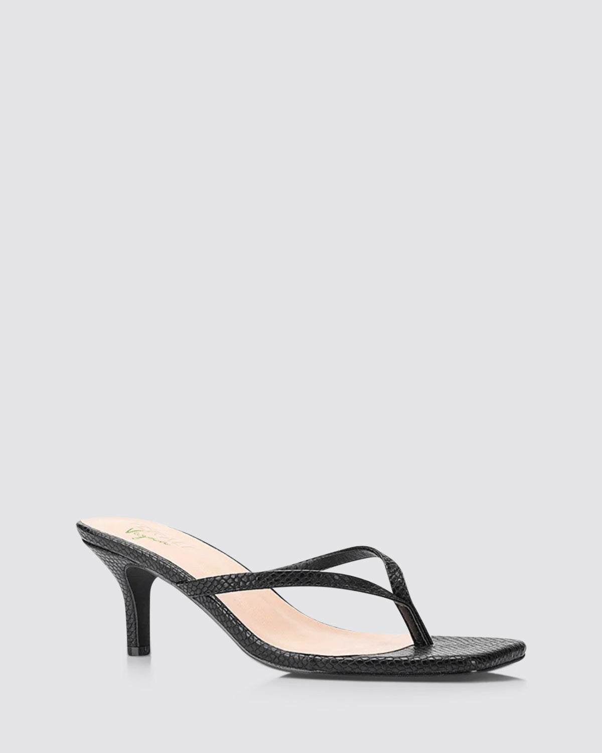 TAYTUM HEELED THONGS BLACK SNAKE