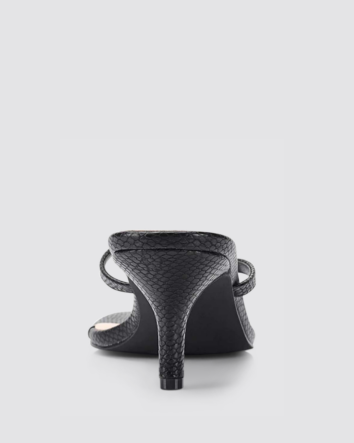 TAYTUM HEELED THONGS BLACK SNAKE