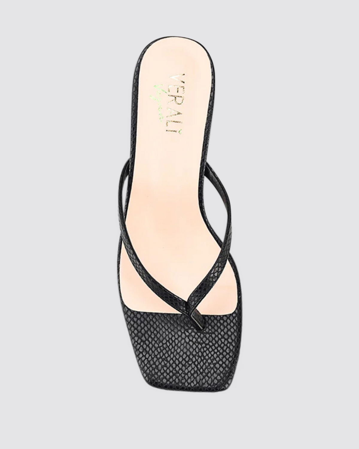 TAYTUM HEELED THONGS BLACK SNAKE