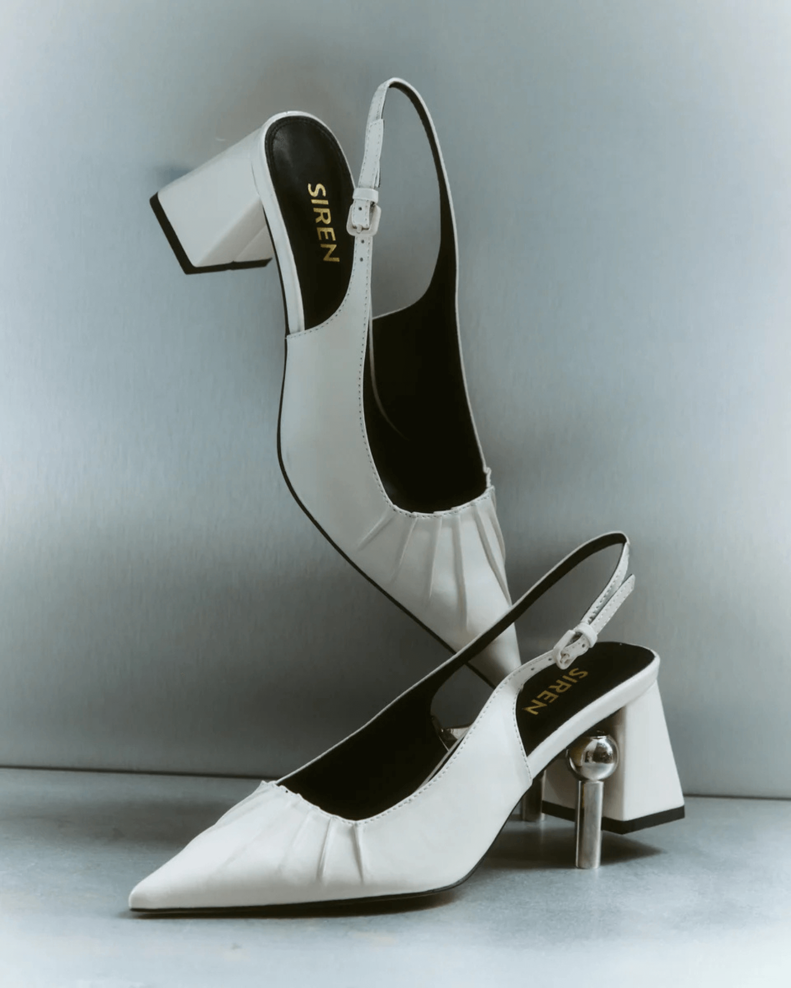 YABELL SLINGBACK BLOCK HEELS CHALK WHITE