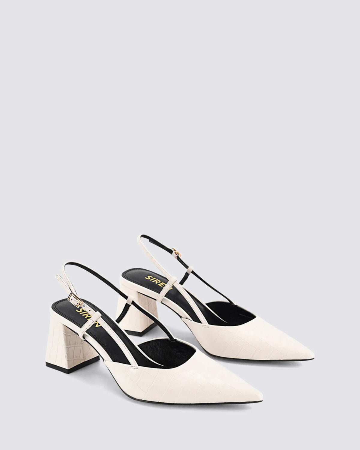 YASMINE SLINGBACK HEELS CHALK WHITE CROC