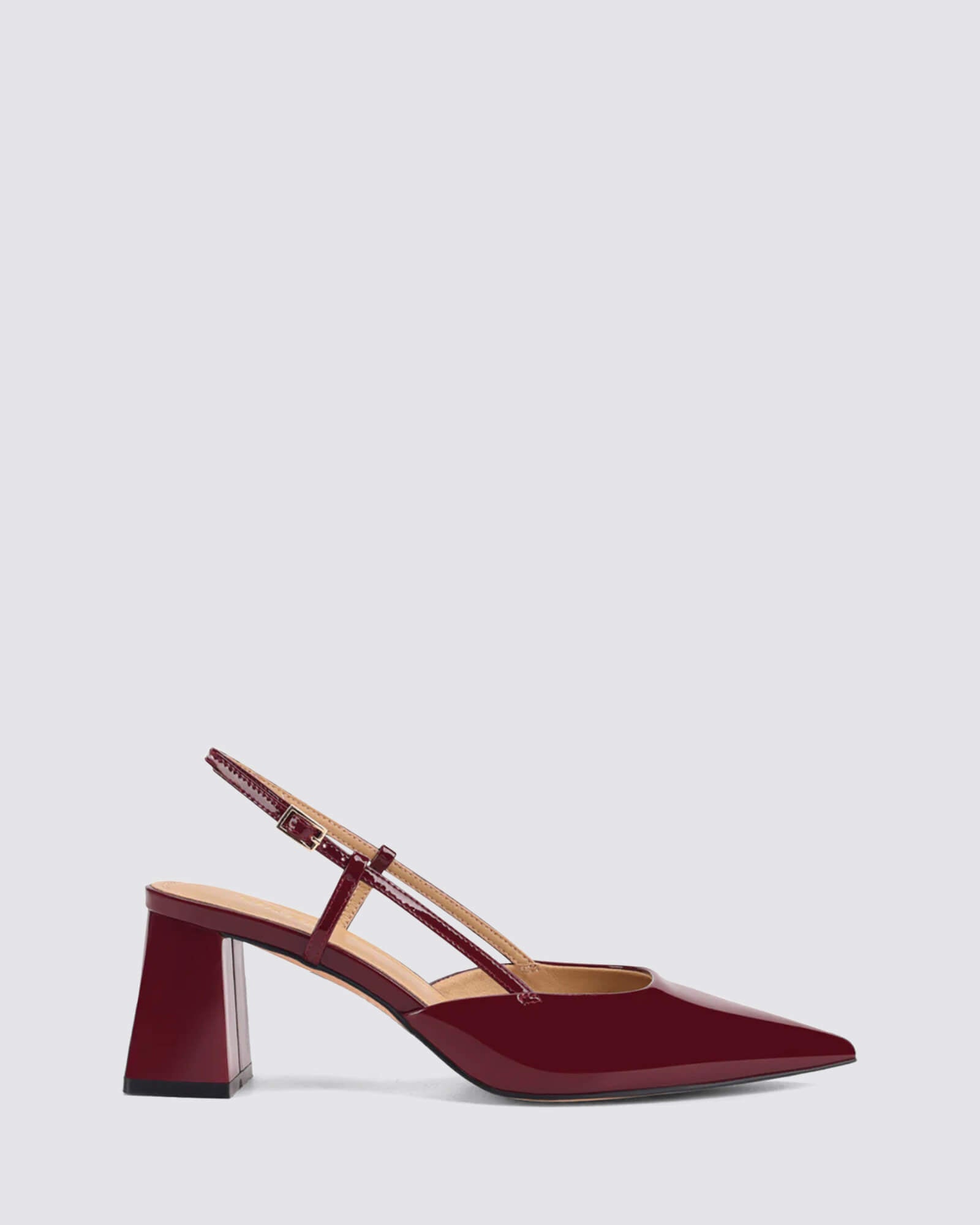 YASMINE SLINGBACK HEELS WINE PATENT