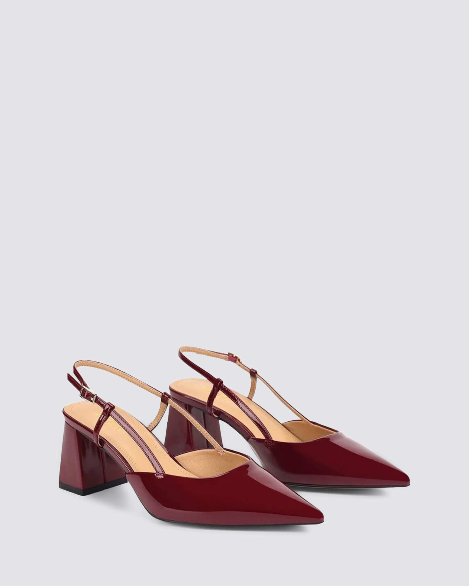 YASMINE SLINGBACK HEELS WINE PATENT
